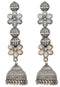 Stone Studded Silver Look Alike Jhumka Style Earrings 25g